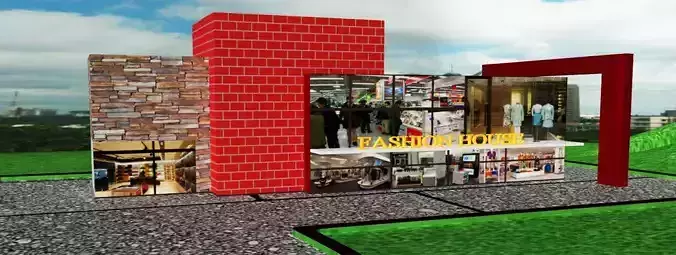 fashion plaza  Low-poly 3D model
