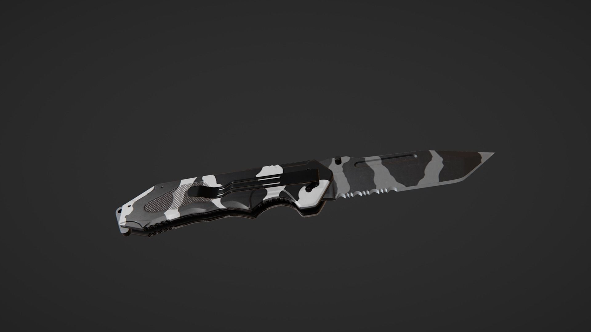 Hunting knife Low-poly 3D model_4