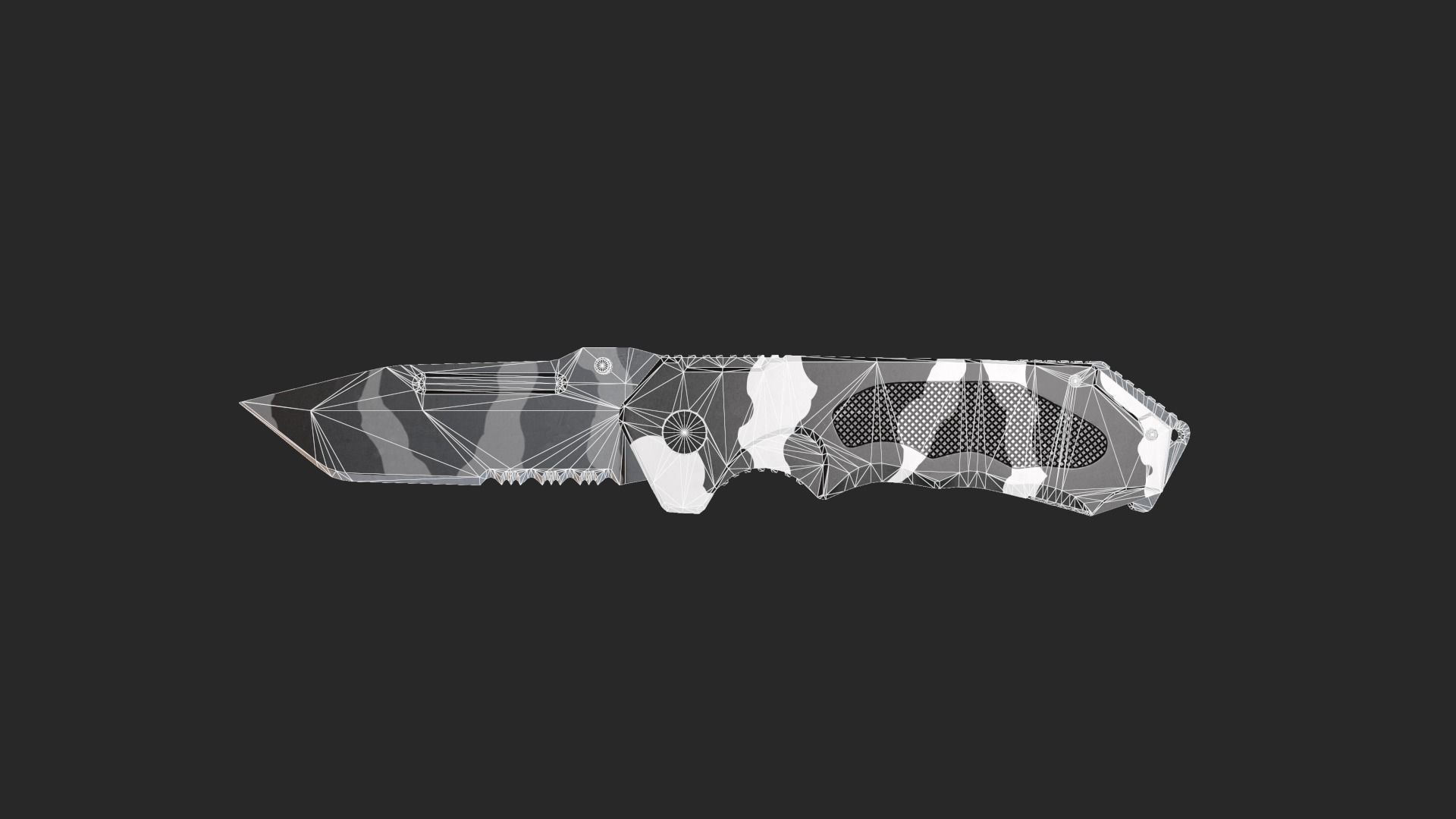 Hunting knife Low-poly 3D model_10