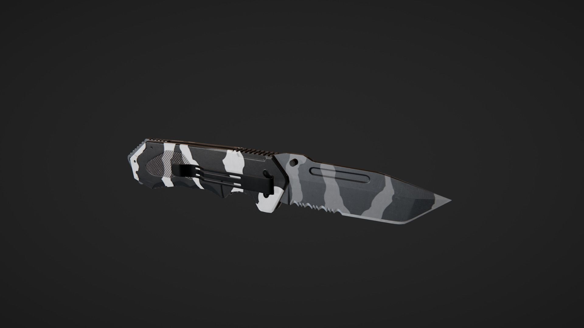 Hunting knife Low-poly 3D model_0
