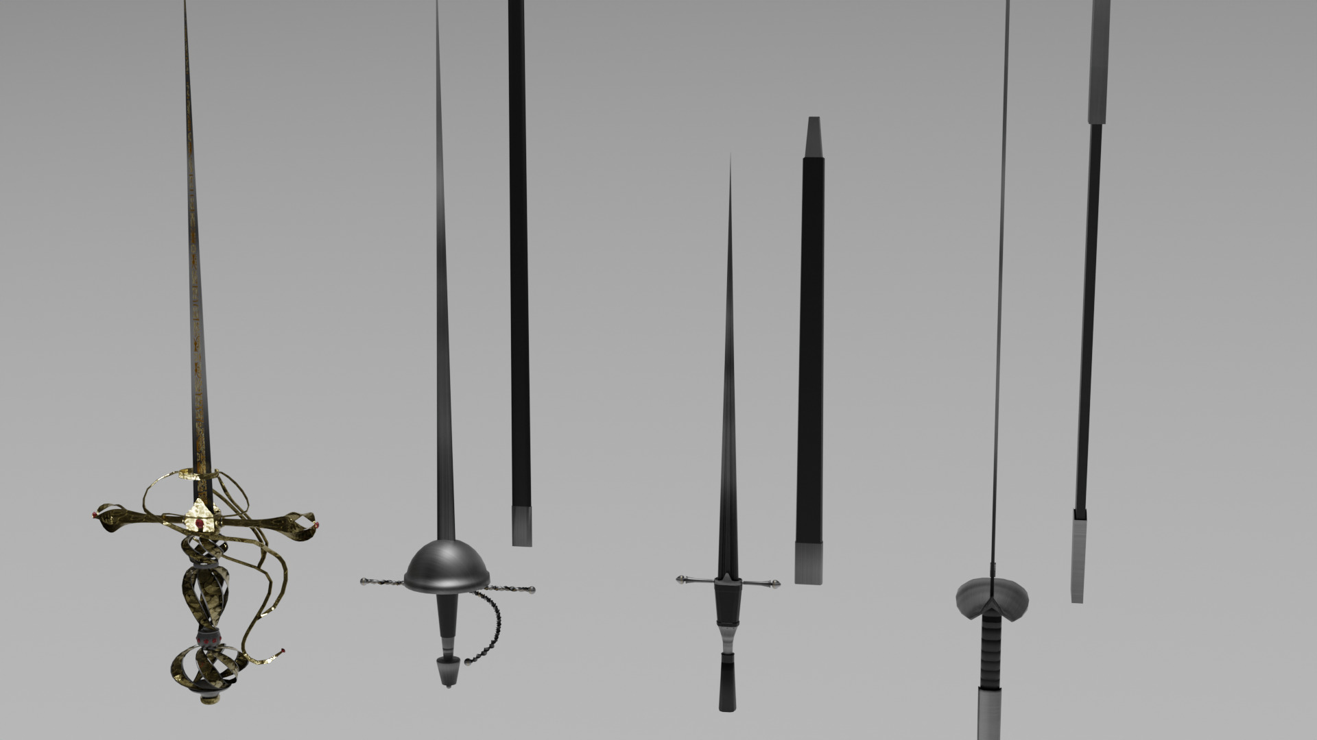 rapiers set 3d model 3D model_1