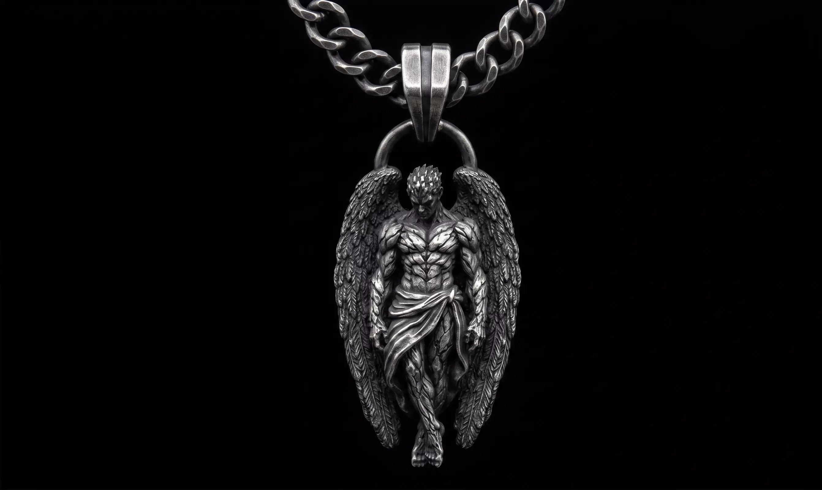 Gothic Fallen Angel Pendant STL3D Printable Model 3D print model