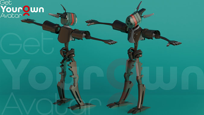 NeoDroid Rigged 3D Robot Character for VRChat VTubing Low-poly 3D model