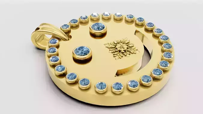 smiley face gold pendant 3D printable model      