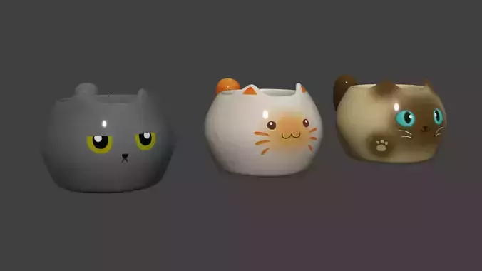 Stylized Cat Mug 3D Model Pack