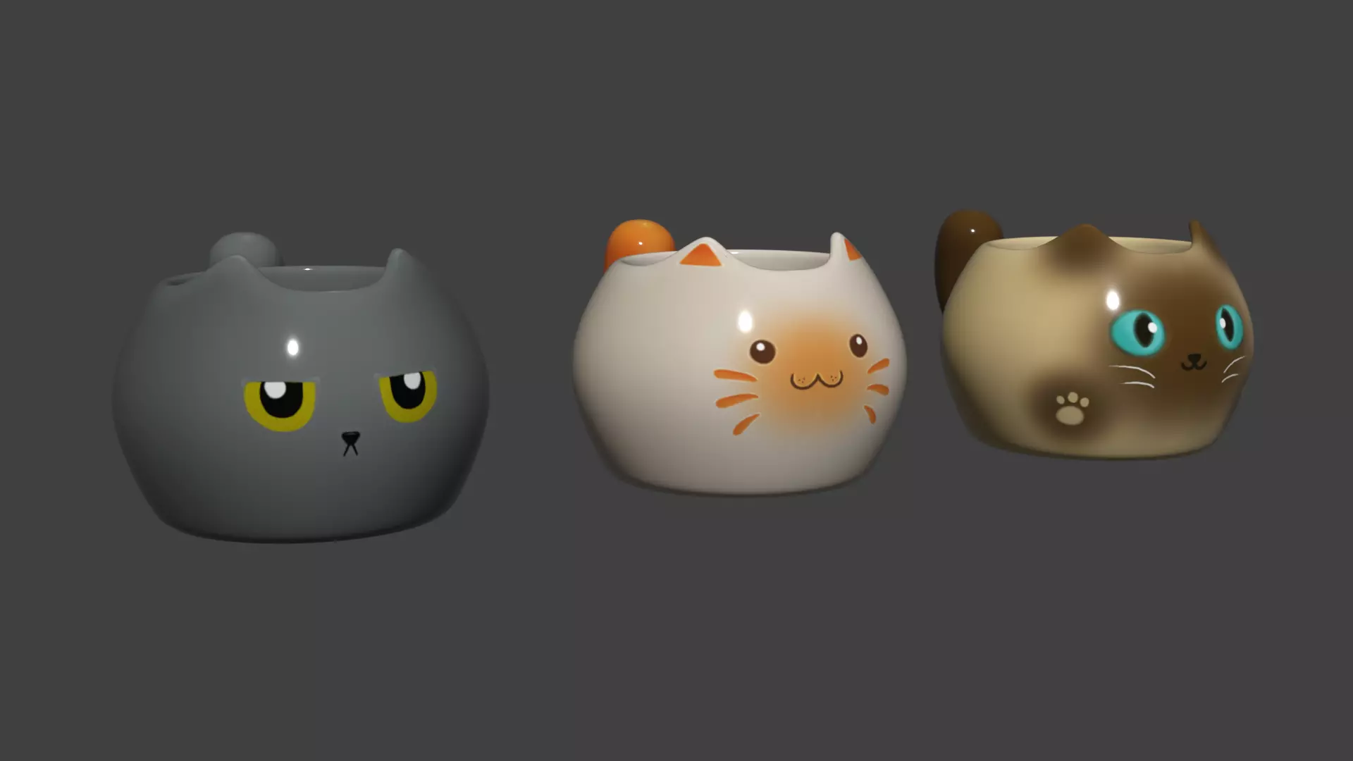 Stylized Cat Mug 3D Model Pack Low-poly 3D model_0