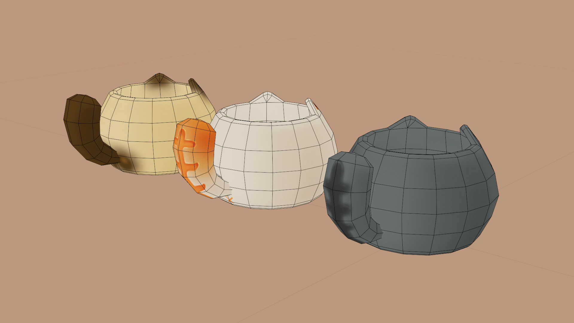 Stylized Cat Mug 3D Model Pack Low-poly 3D model_10