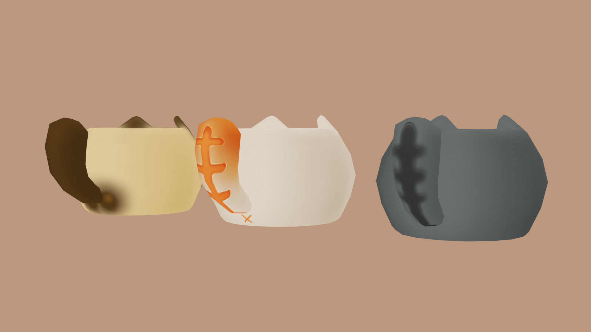 Stylized Cat Mug 3D Model Pack Low-poly 3D model_2