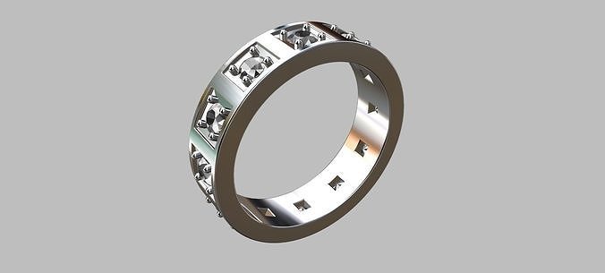 Square Setting Ring with 10 Point Gemstone 3D print model