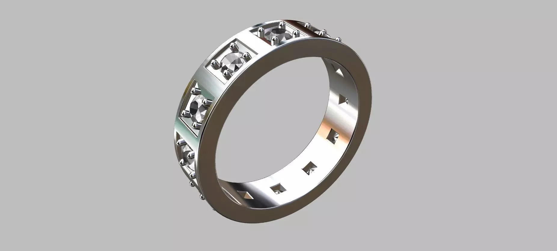 Square Setting Ring with 10 Point Gemstone 3D print model_0