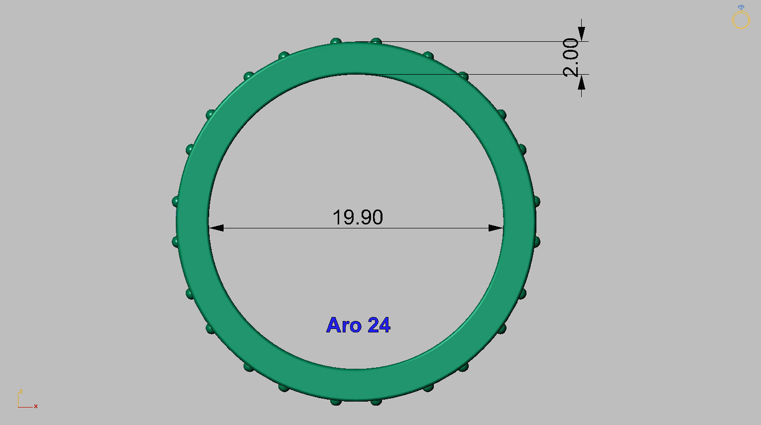 Square Setting Ring with 10 Point Gemstone 3D print model_10