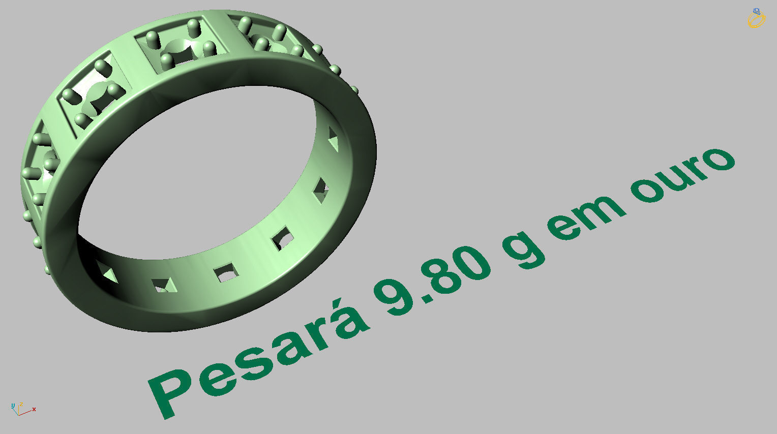 Square Setting Ring with 10 Point Gemstone 3D print model_13