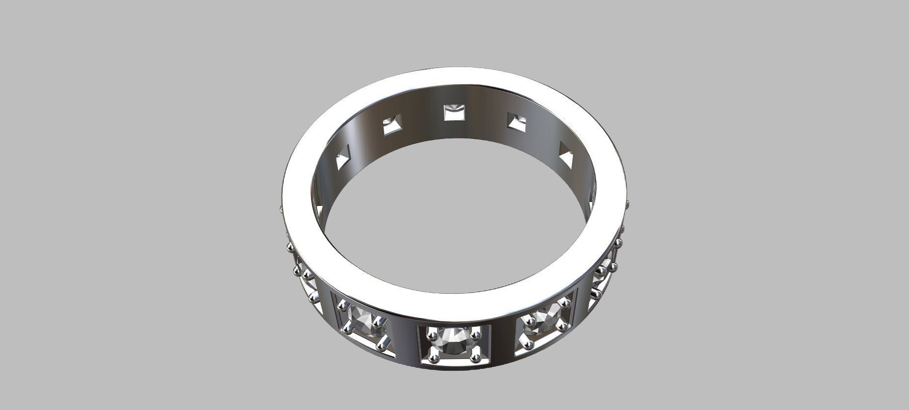 Square Setting Ring with 10 Point Gemstone 3D print model_2