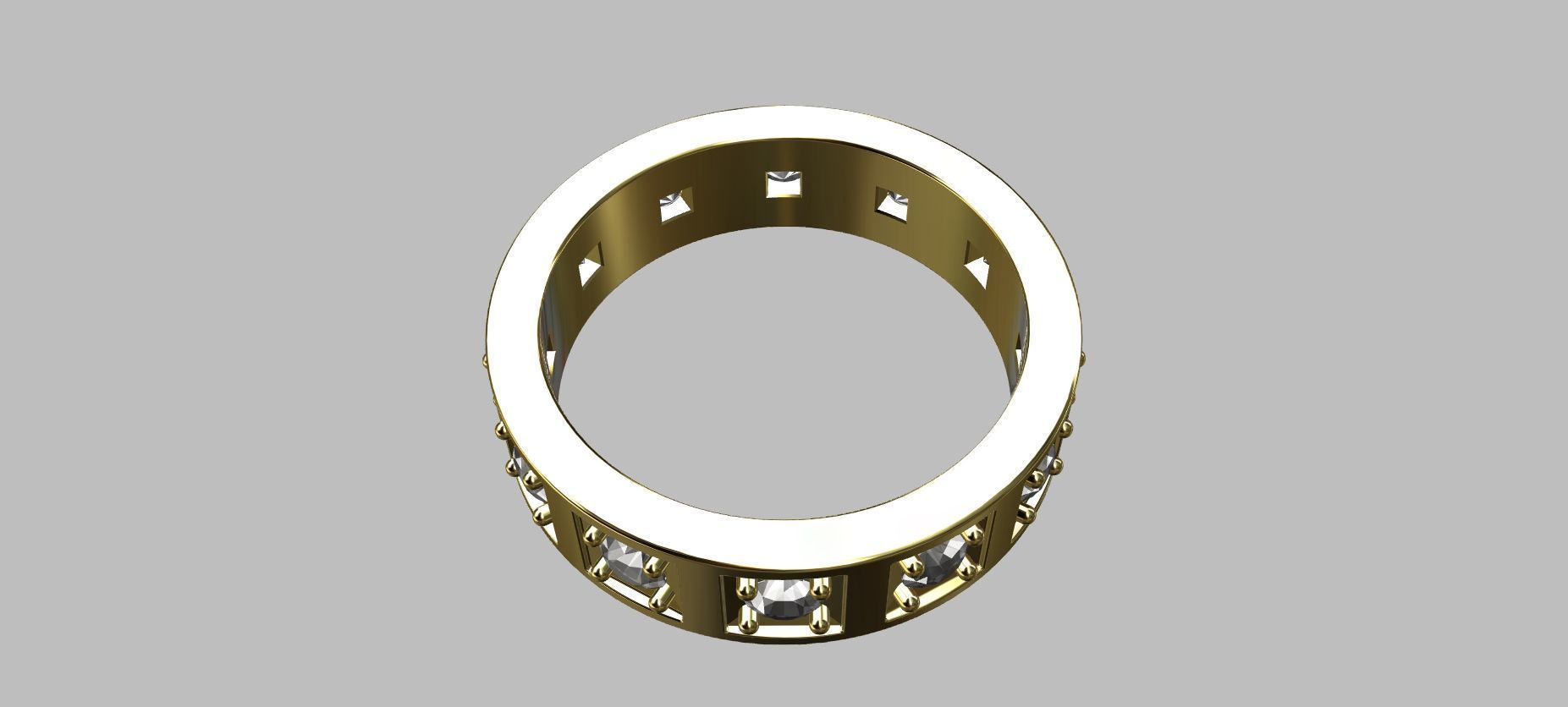 Square Setting Ring with 10 Point Gemstone 3D print model_5