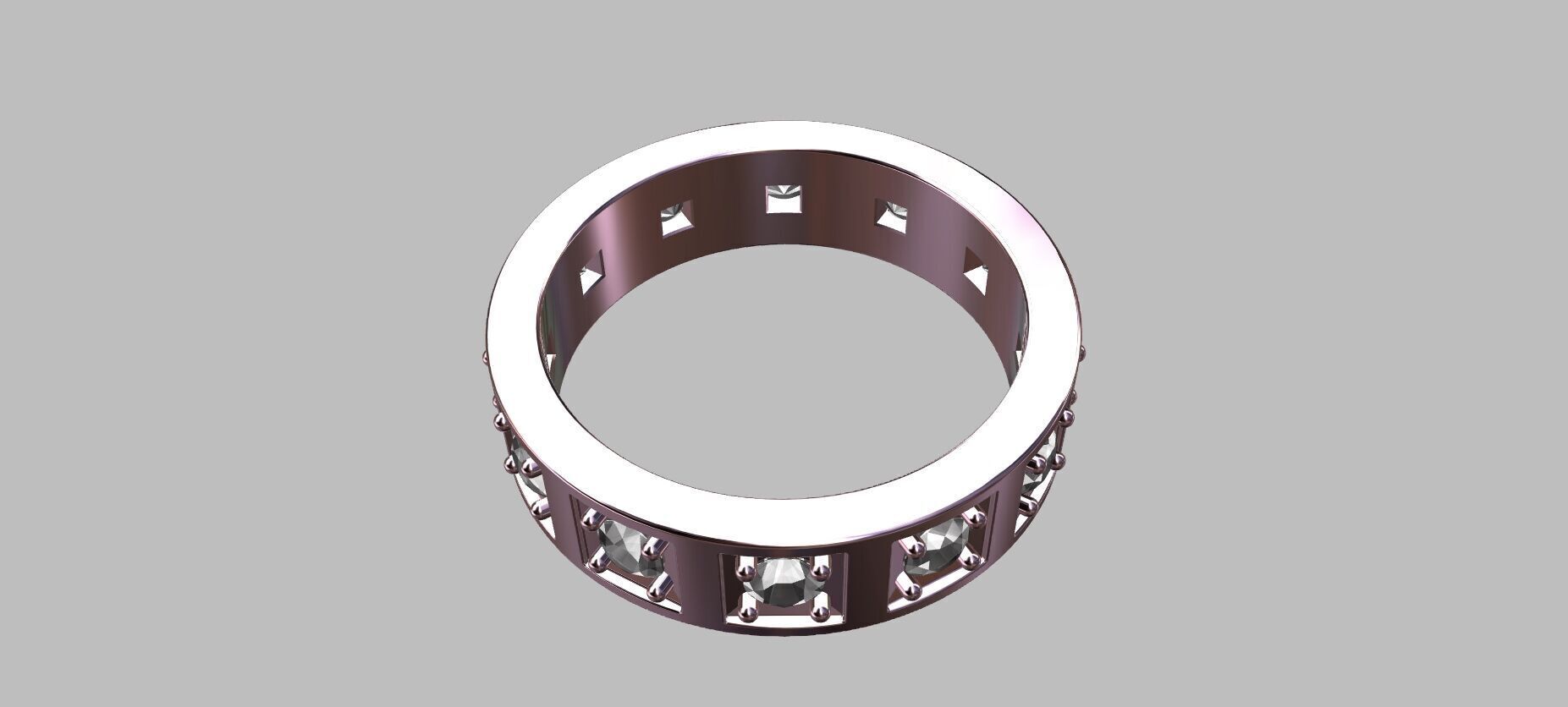 Square Setting Ring with 10 Point Gemstone 3D print model_8