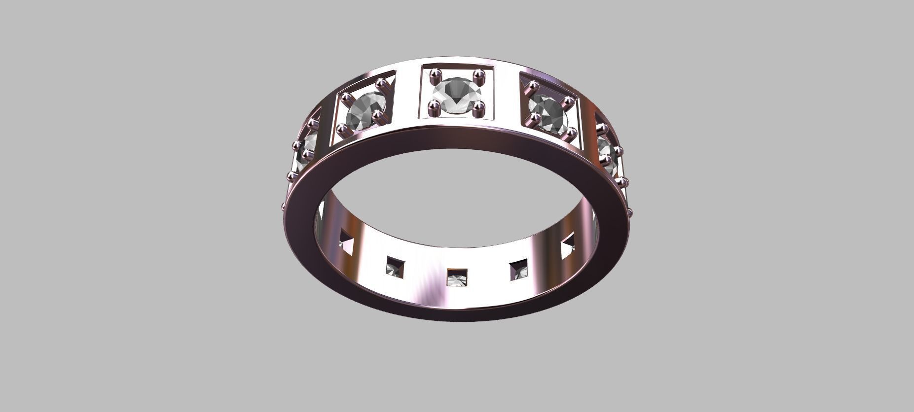Square Setting Ring with 10 Point Gemstone 3D print model_9