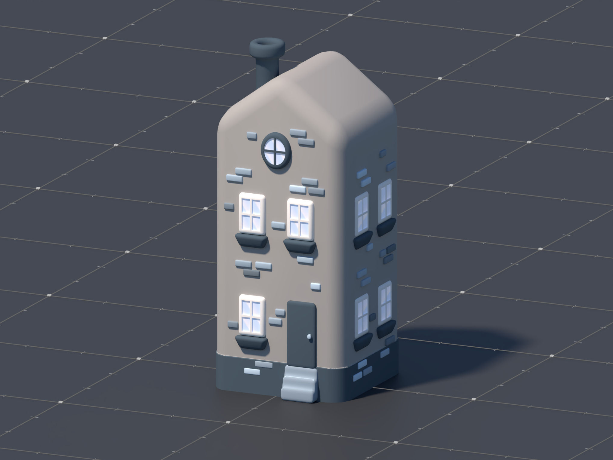 3D Asset - Low-Poly Stylized City Buildings Set Low-poly 3D model_3