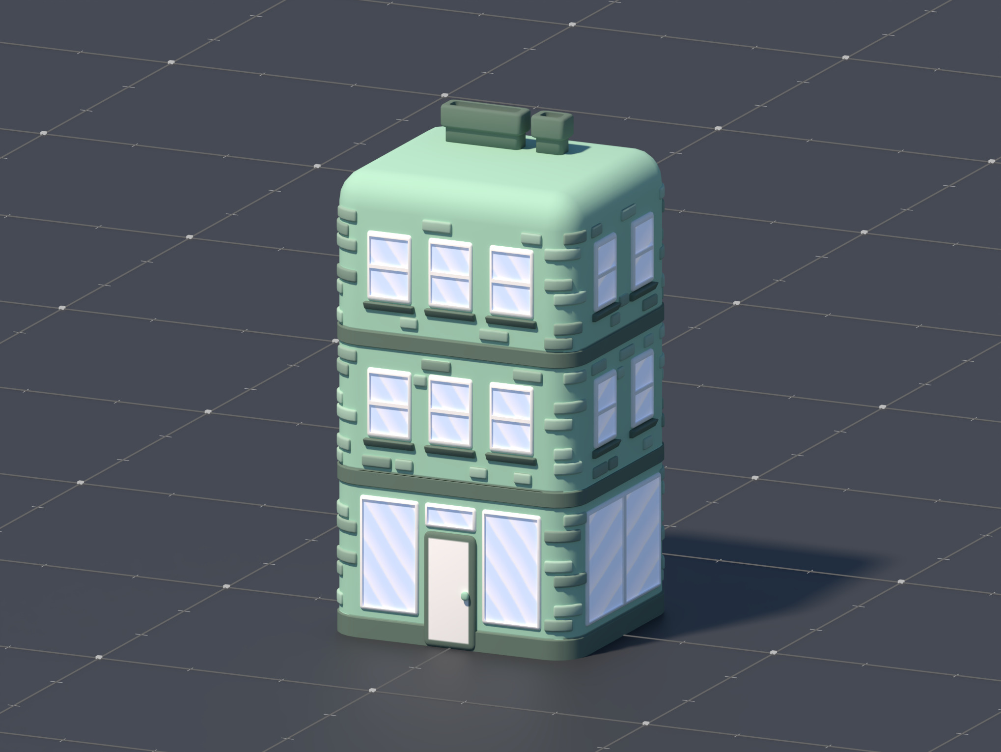 3D Asset - Low-Poly Stylized City Buildings Set Low-poly 3D model_2