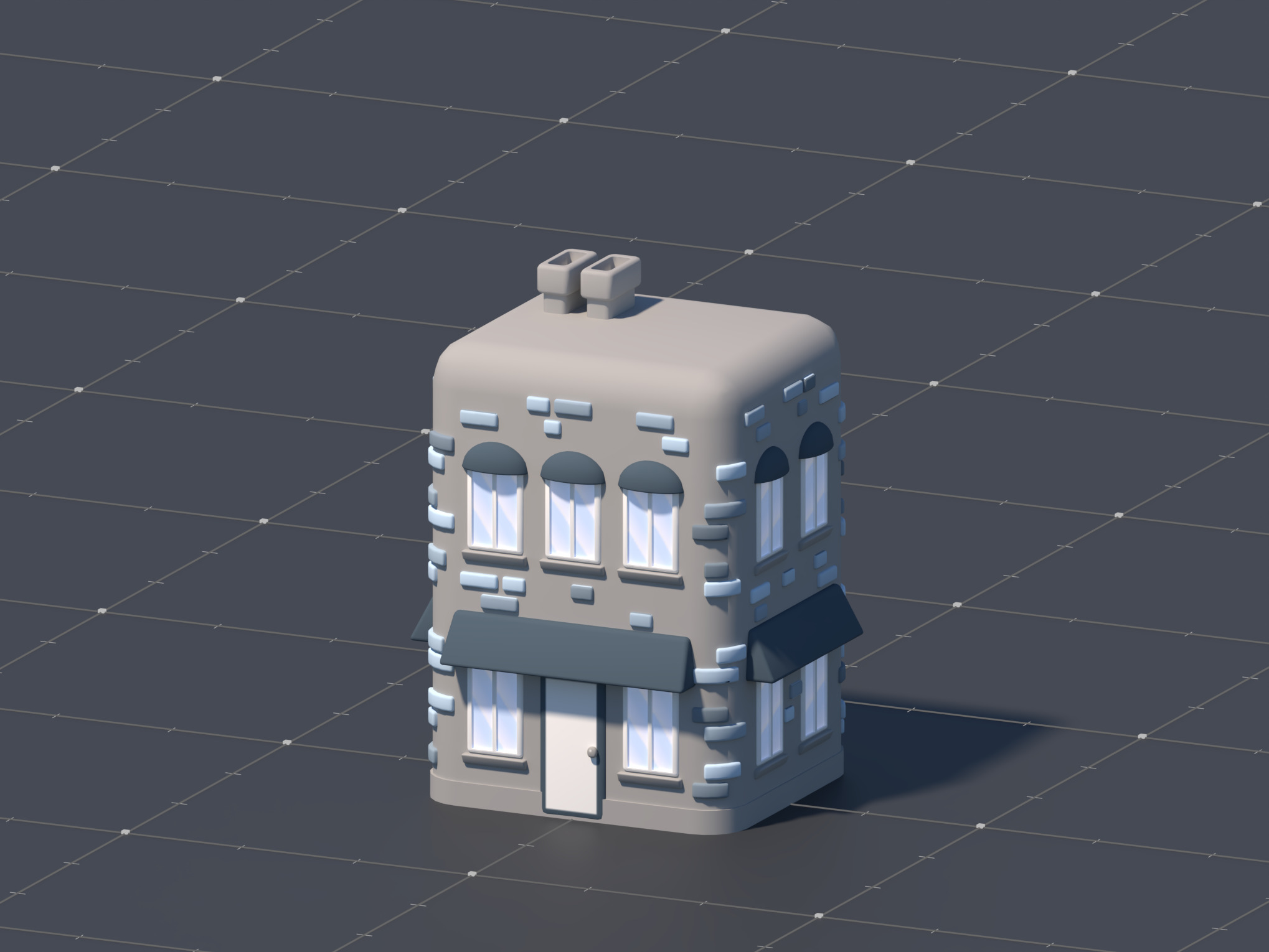 3D Asset - Low-Poly Stylized City Buildings Set Low-poly 3D model_1