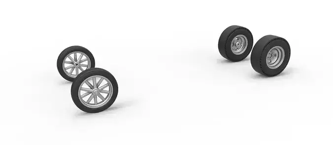 Wheel Set of Vintage Front engine dragster V6 Scale 1 to 25