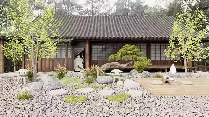 Japanese - style Courtyard Landscape Design