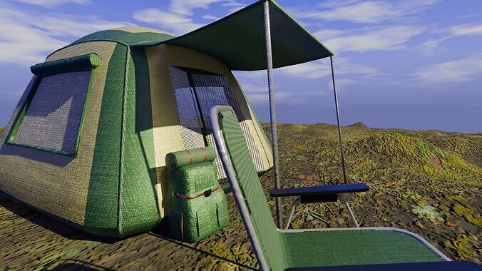 Camping Gear Trio - Low-Poly 3D Model Set Low-poly 3D model