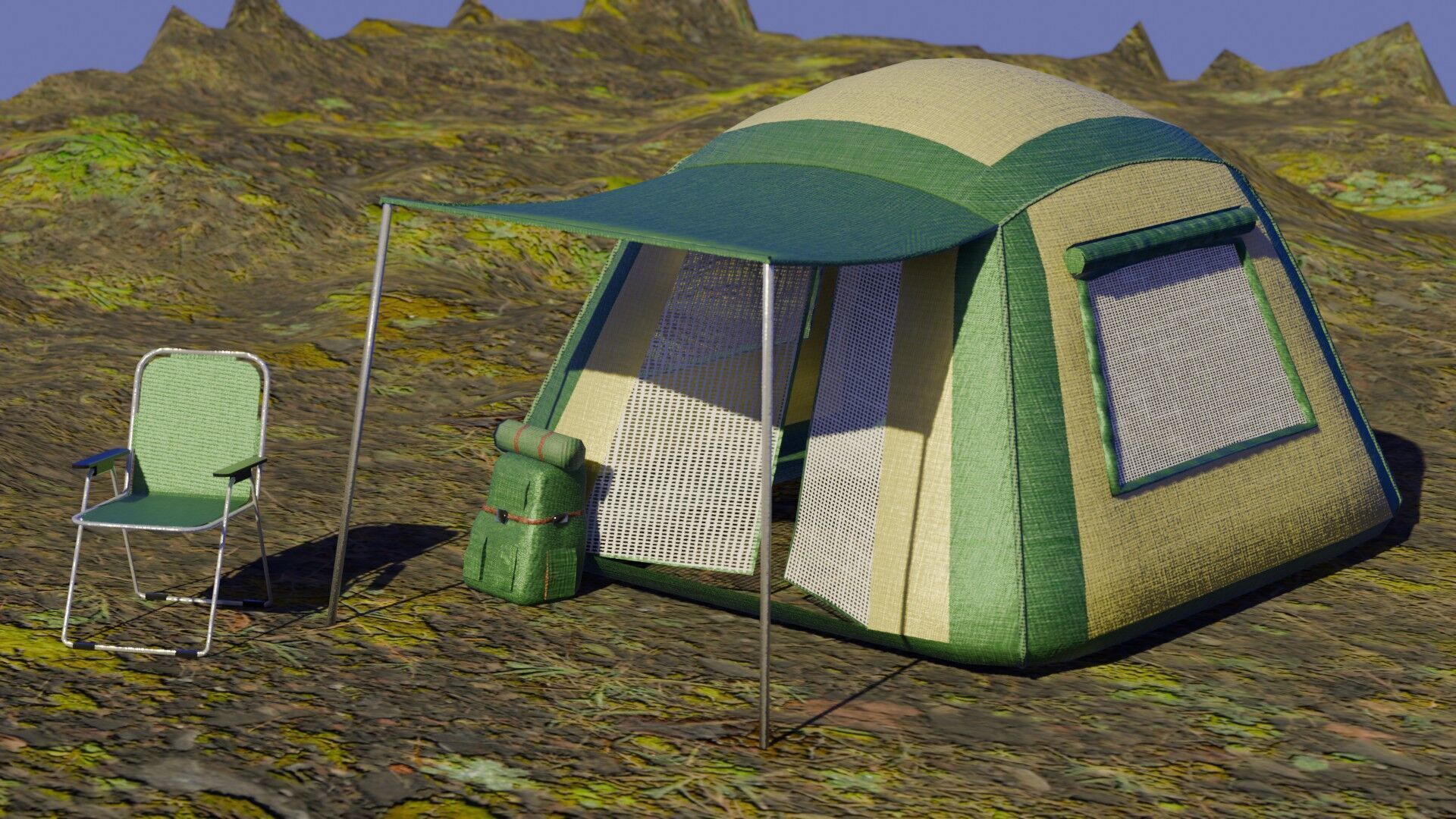 Camping Gear Trio - Low-Poly 3D Model Set Low-poly 3D model_8