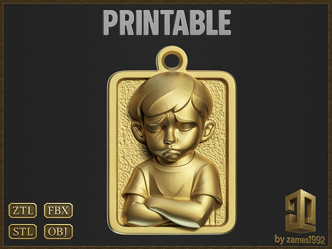 Sad Child Pendant 3D print model