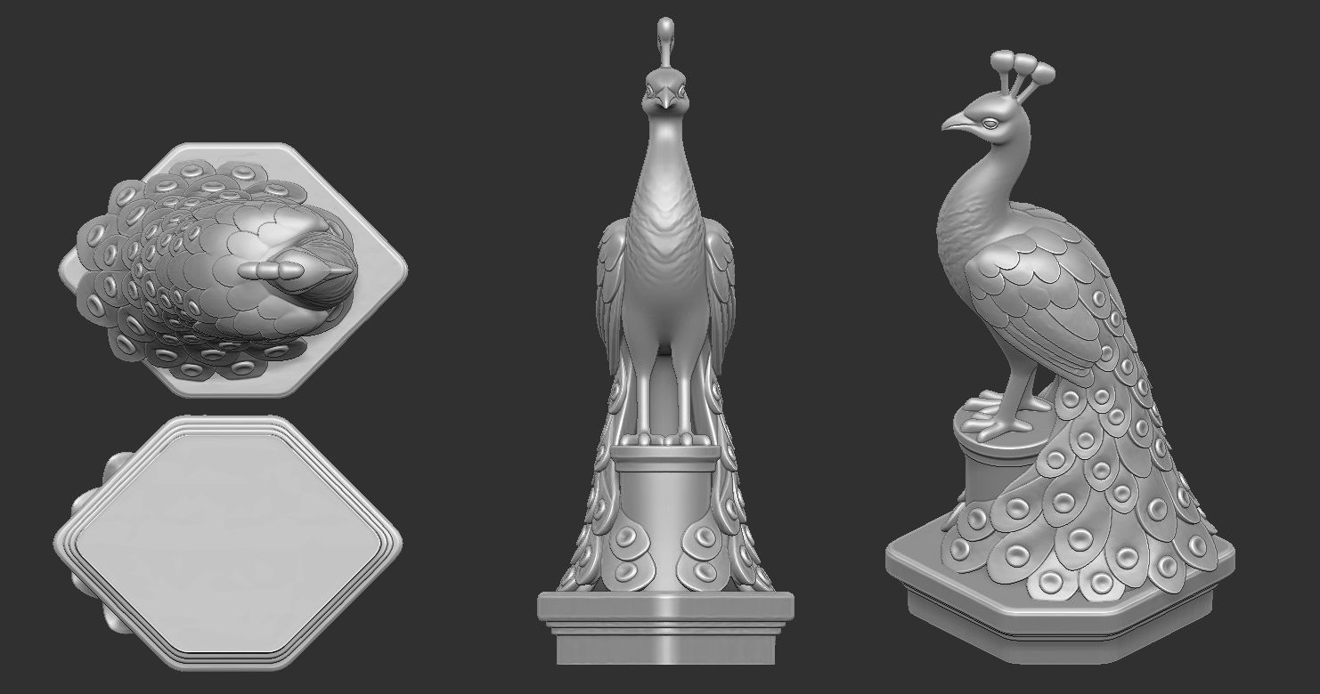 Peacock Statue 3D print model_9