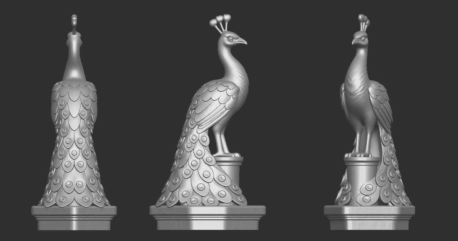 Peacock Statue 3D print model_15