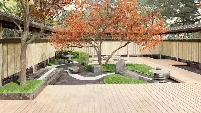 Japanese Zen - style Courtyard Landscape Design
