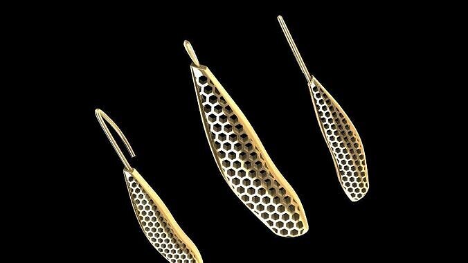 Honey comb pattern organic form earrigns Free 3D print model