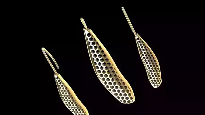 Honey comb pattern organic form earrigns