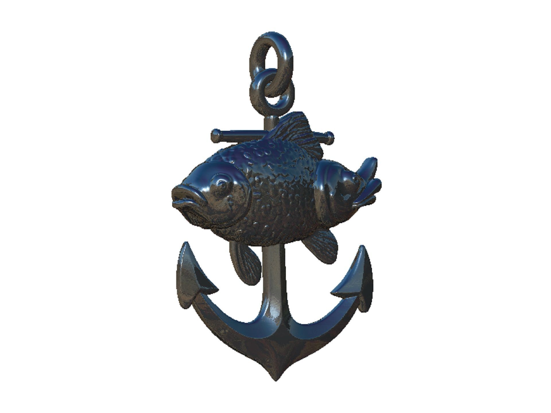 goldfish anchor pendant 3D print model_6