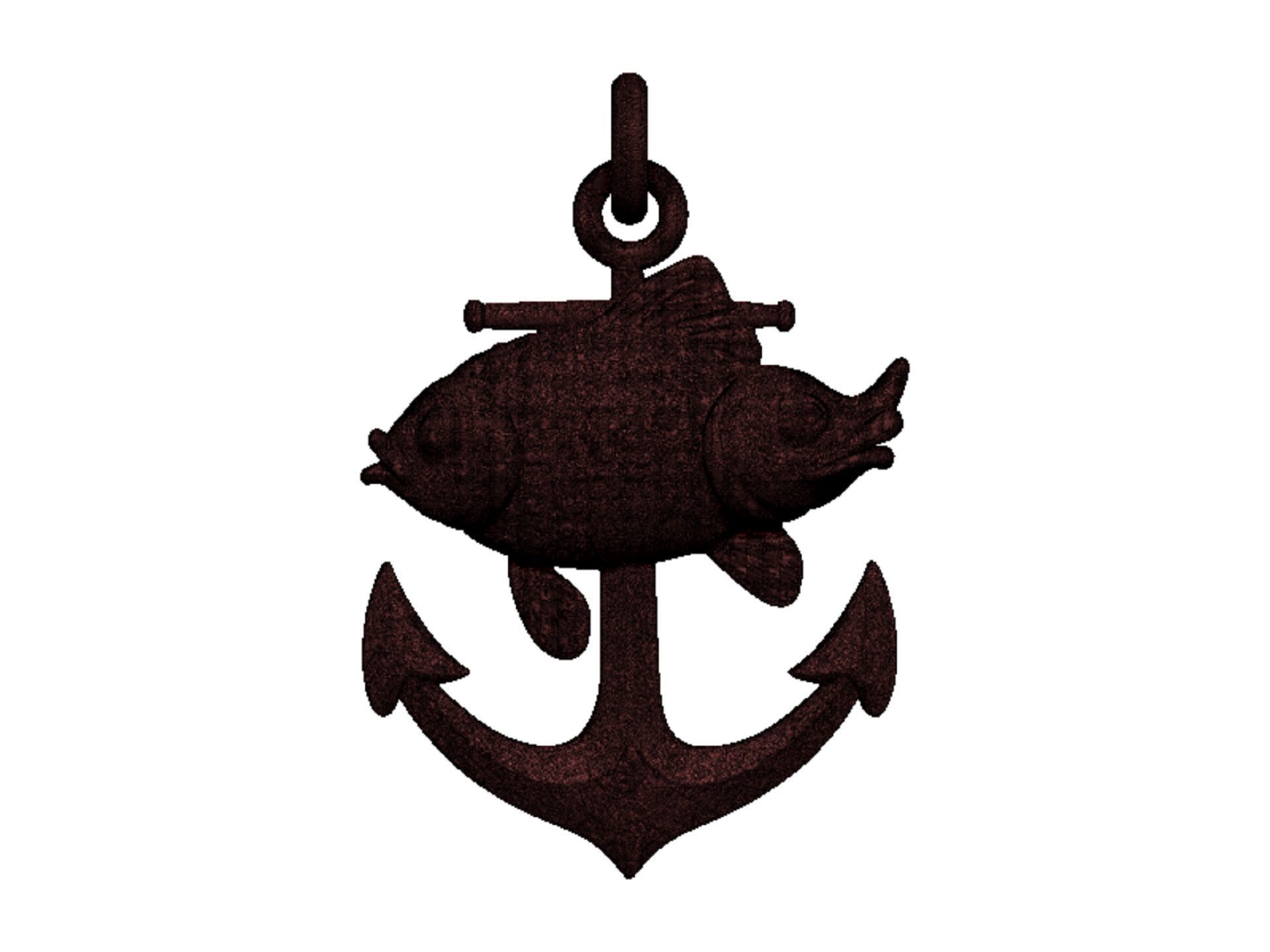 goldfish anchor pendant 3D print model_9