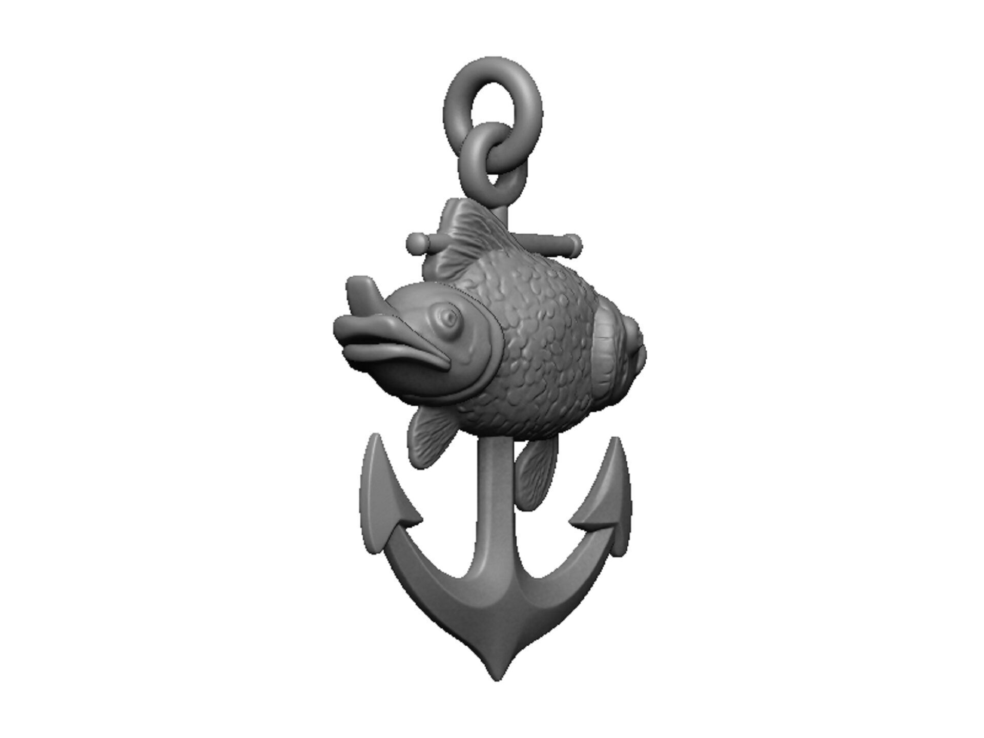 goldfish anchor pendant 3D print model_1