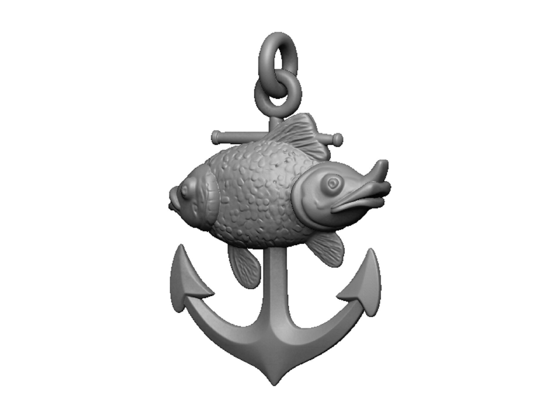 goldfish anchor pendant 3D print model_3
