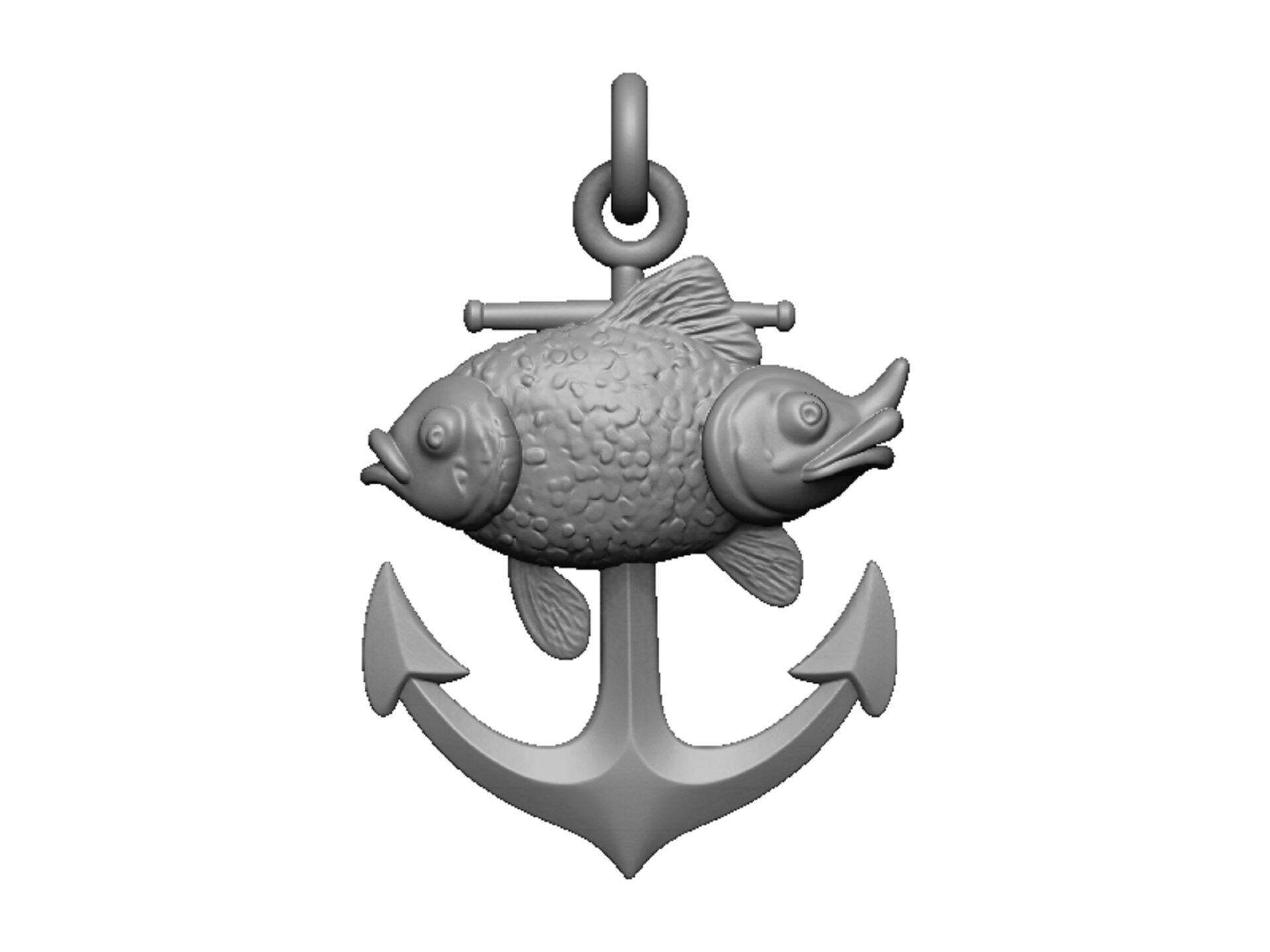 goldfish anchor pendant 3D print model_4