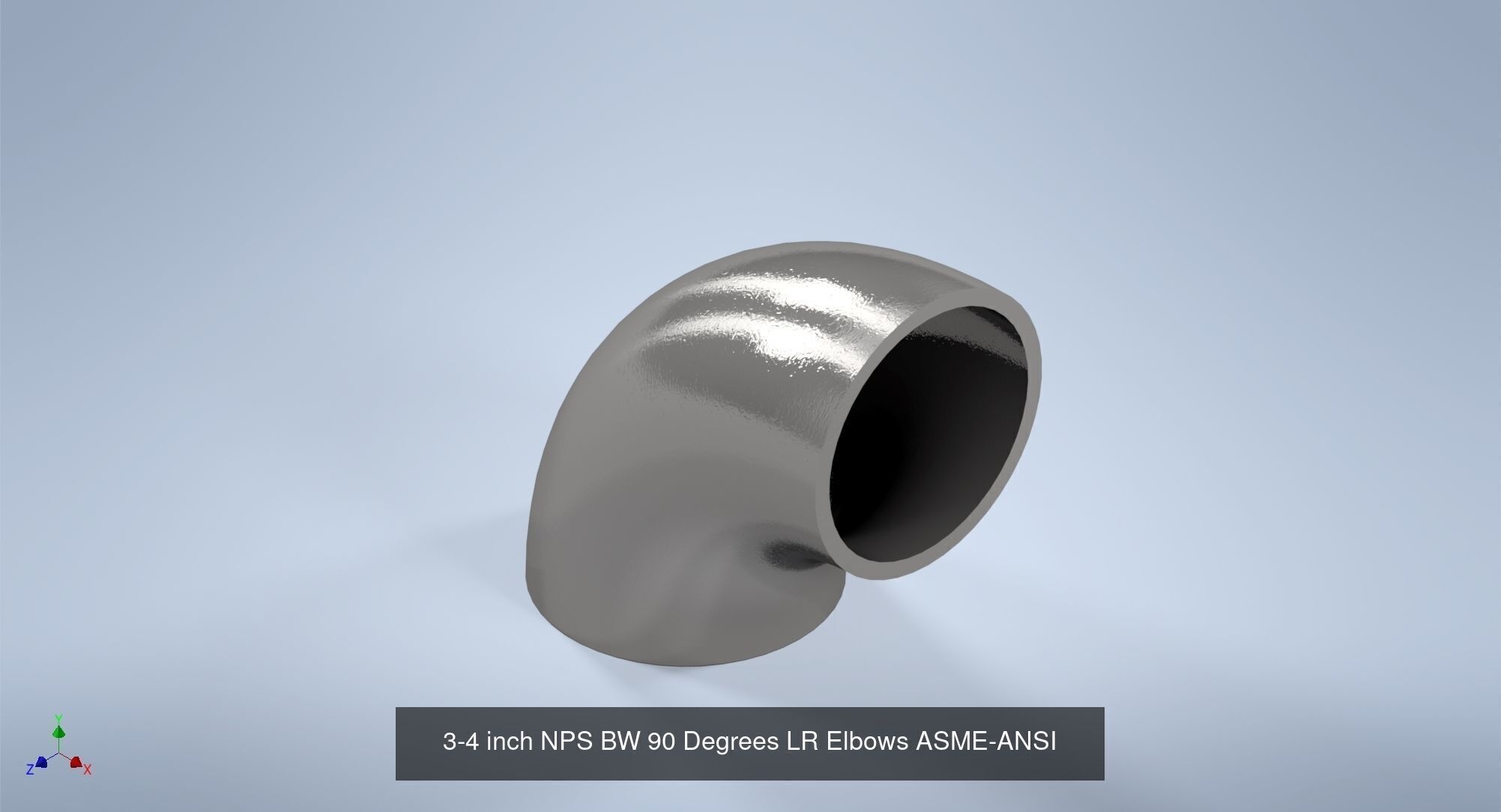 NPS BW 90 Degrees LR Elbows ASME-ANSI B16 9 3D Model Collection_4
