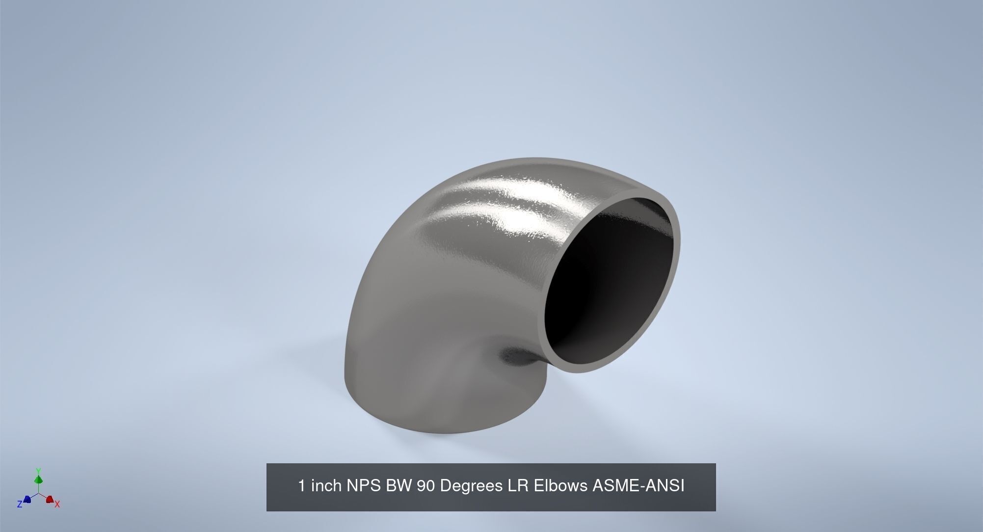 NPS BW 90 Degrees LR Elbows ASME-ANSI B16 9 3D Model Collection_5