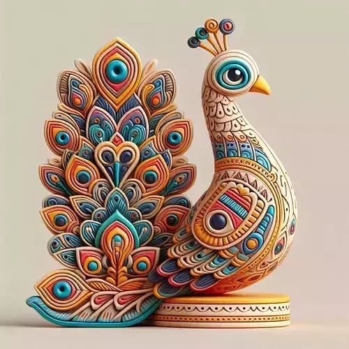 1173Colorful 3D Model of a Peacock on Base   totem