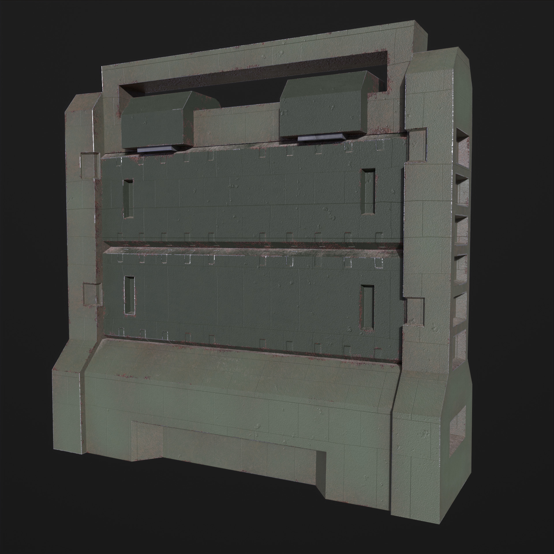 Watch Tower and Wall kit PBR Low-poly 3D model_23