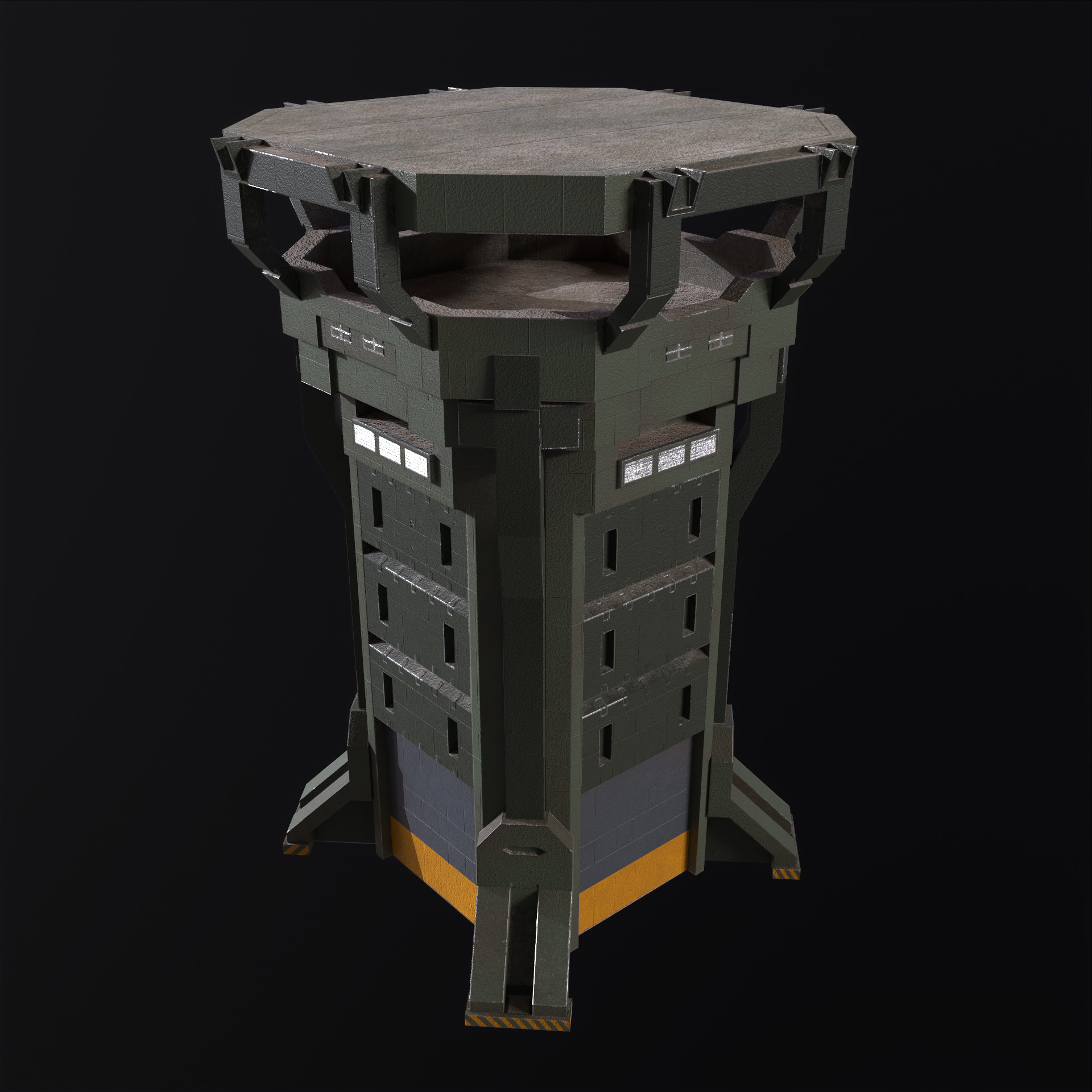 Watch Tower and Wall kit PBR Low-poly 3D model_15
