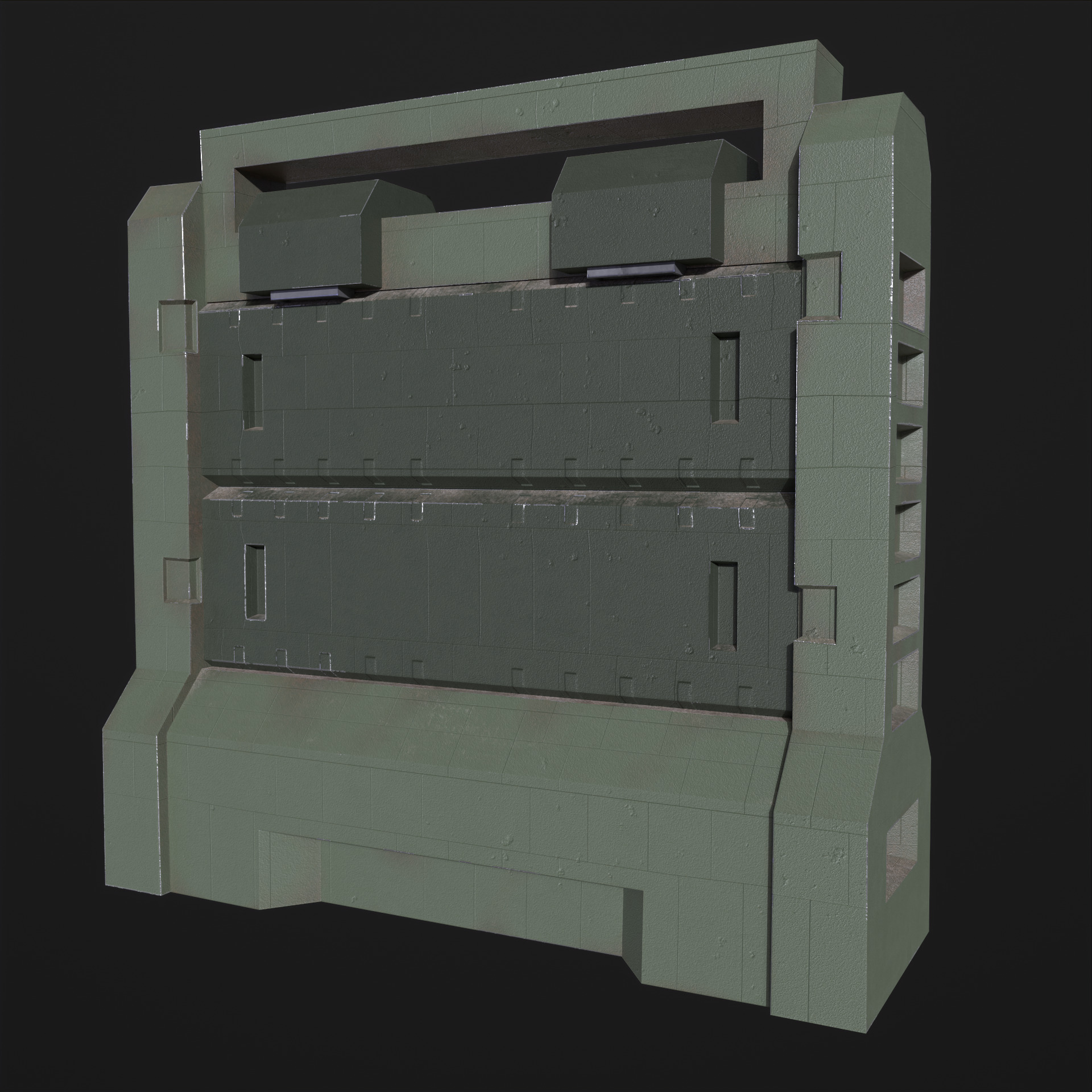 Watch Tower and Wall kit PBR Low-poly 3D model_22