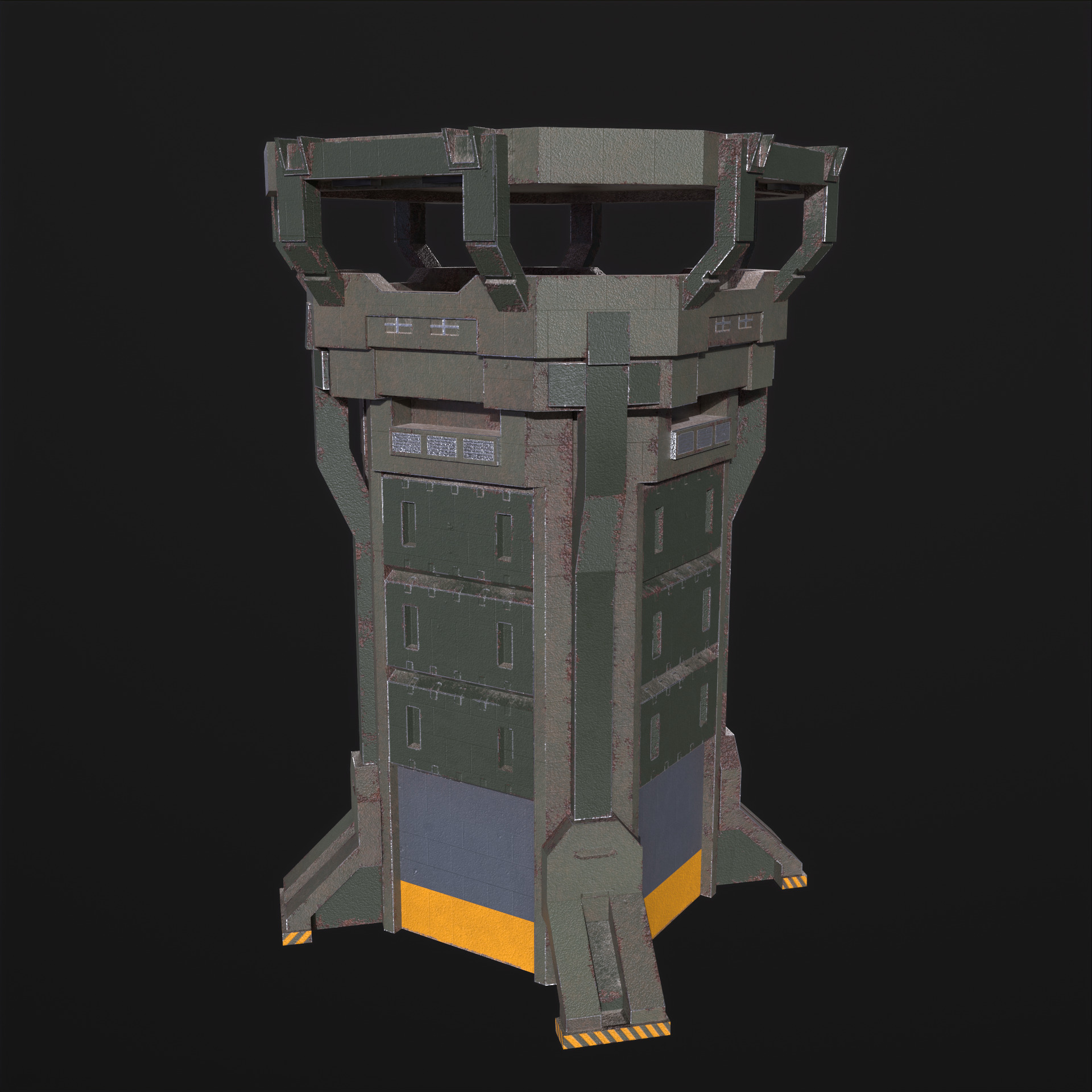 Watch Tower and Wall kit PBR Low-poly 3D model_14