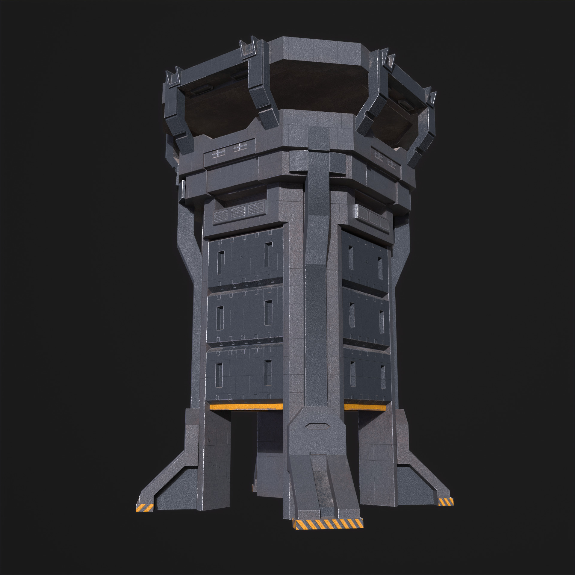 Watch Tower and Wall kit PBR Low-poly 3D model_25
