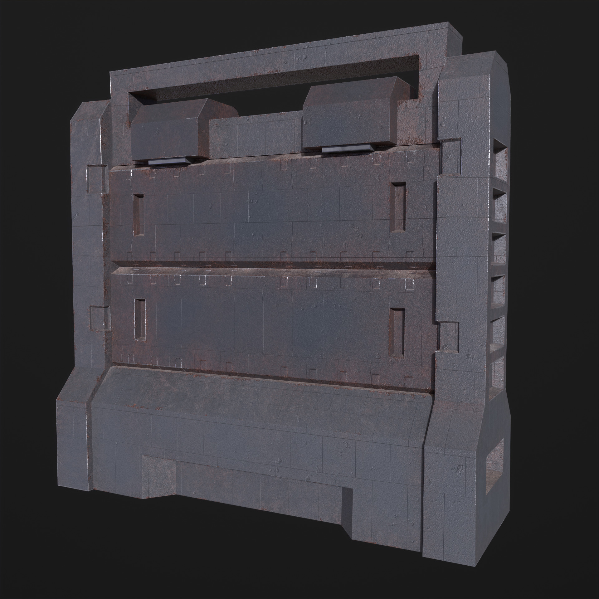 Watch Tower and Wall kit PBR Low-poly 3D model_21