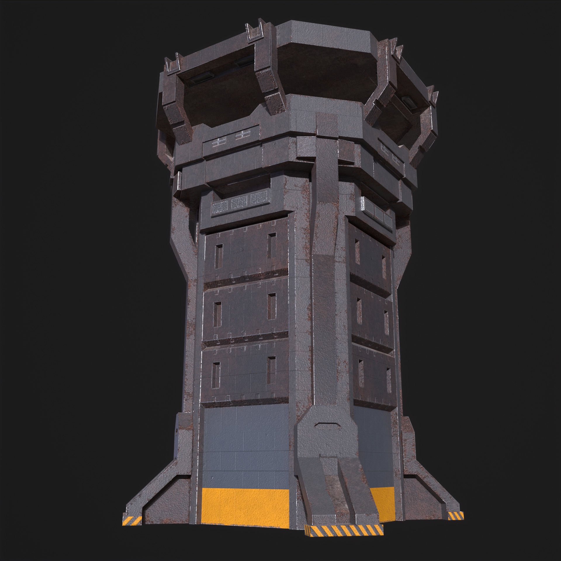 Watch Tower and Wall kit PBR Low-poly 3D model_13