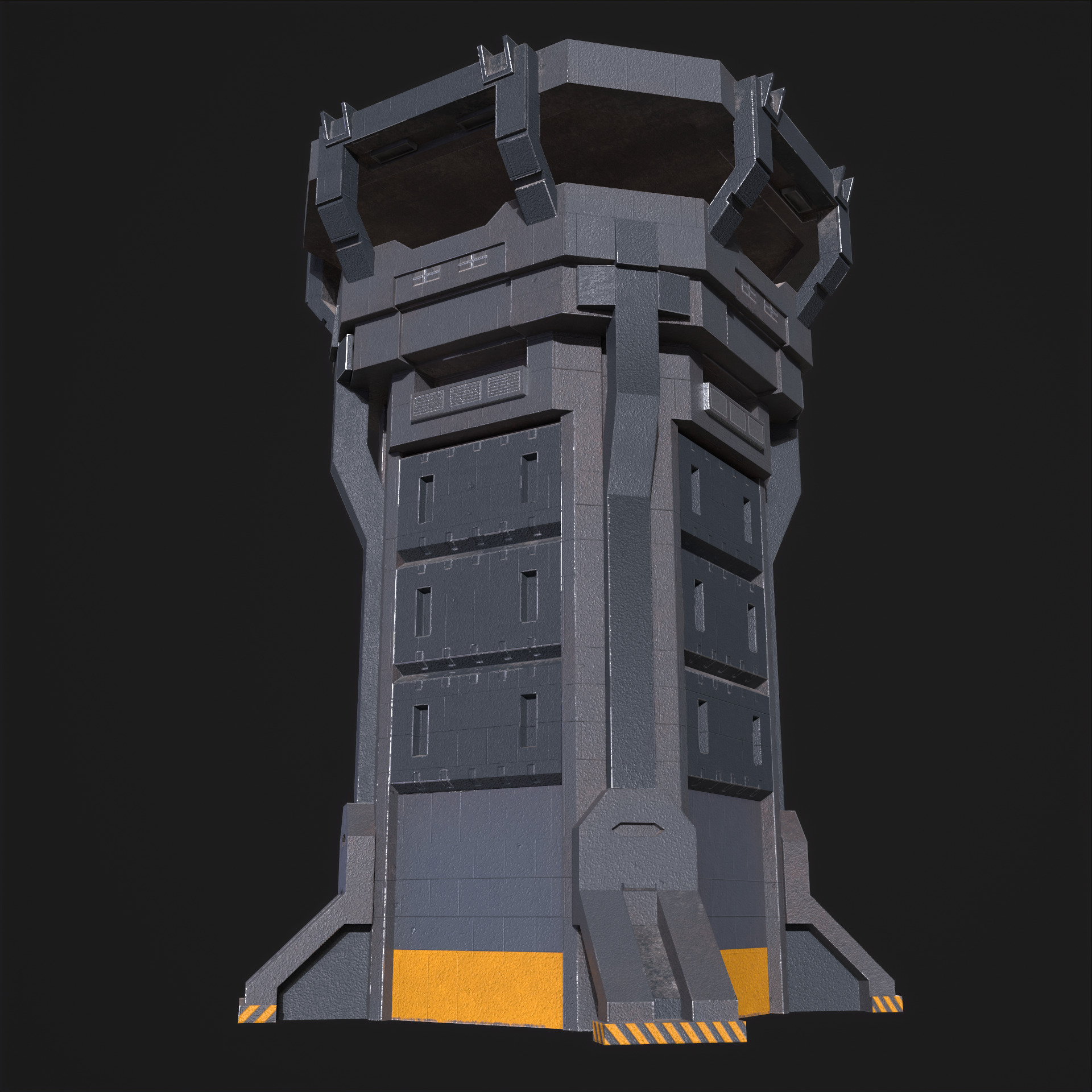 Watch Tower and Wall kit PBR Low-poly 3D model_10