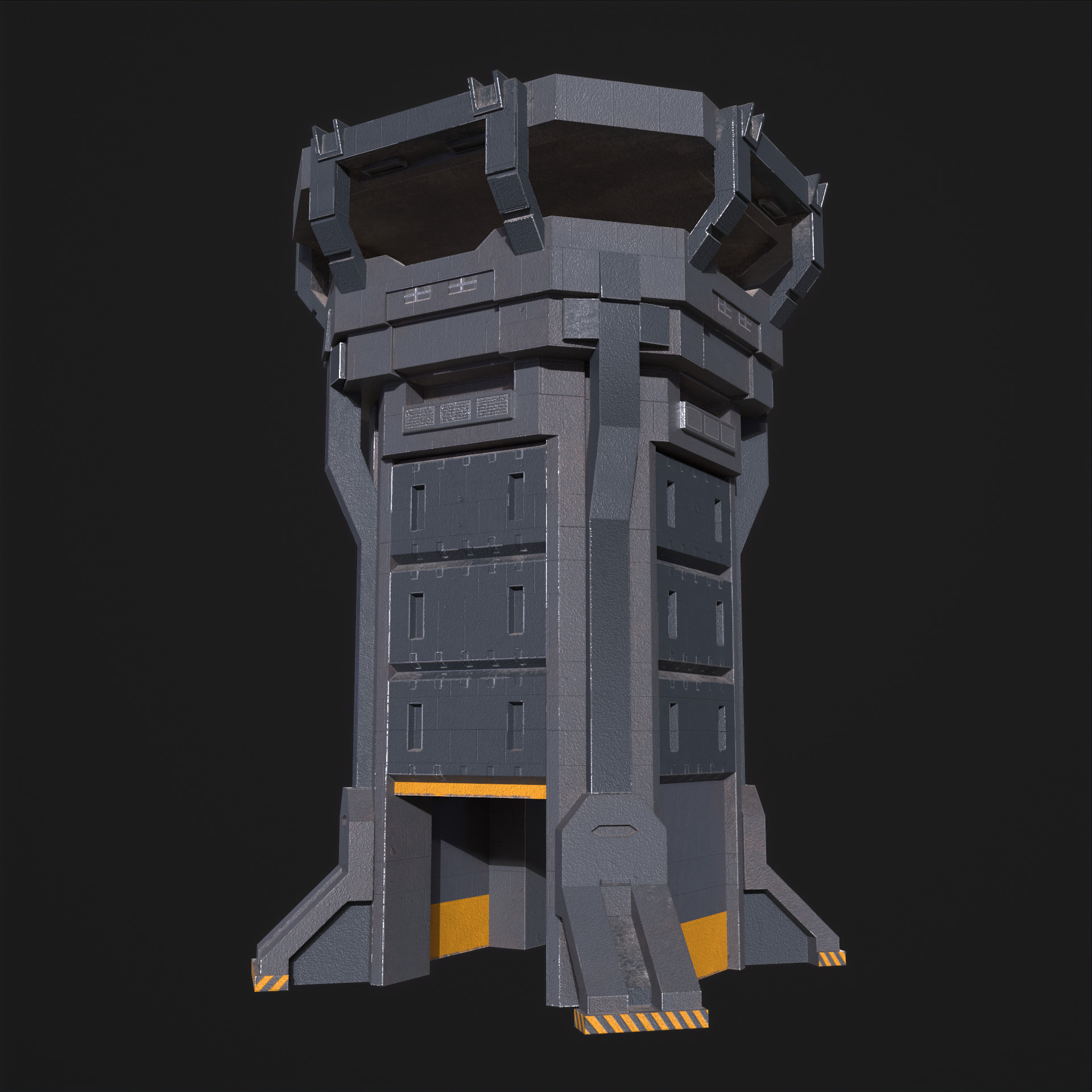 Watch Tower and Wall kit PBR Low-poly 3D model_24